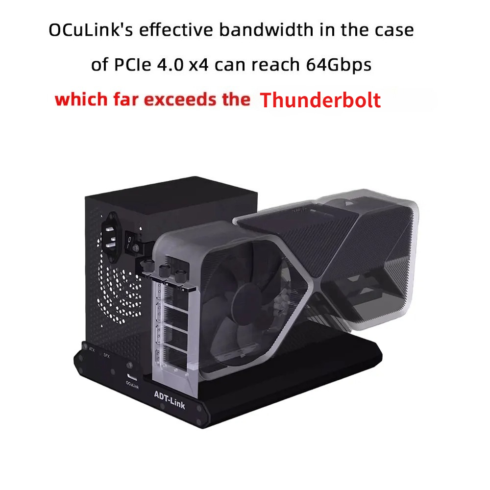 ADT-Link PCIe 4.0X4 64Gbs F9Q  - Oculink Gpu Dock Station review and price